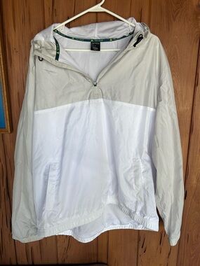 tek gear White Hooded Pullover with Neon Green Trim